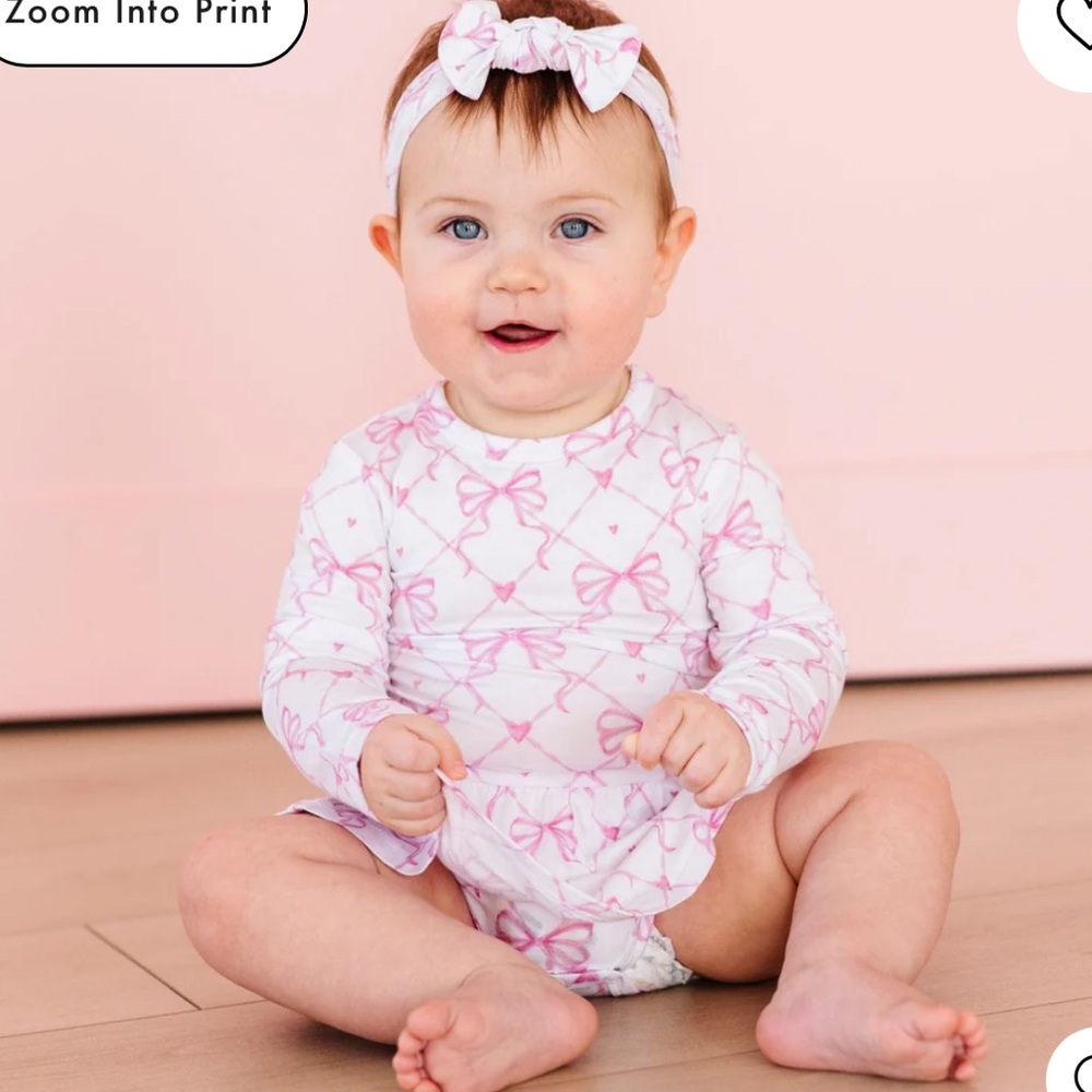 Bums & Roses Pink Bow Bodysuit Dress with Headband